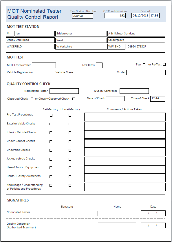 MOT Quality Control and Assessment Process